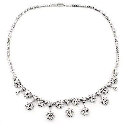 Designer Diamond Flower Necklace 3.25ct 14K White Gold 1 Designer Diamond Flower Necklace 3.25ct 14K White Gold