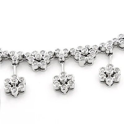 Designer Diamond Flower Necklace 3.25ct 14K White Gold 2 Designer Diamond Flower Necklace 3.25ct 14K White Gold - Image 2