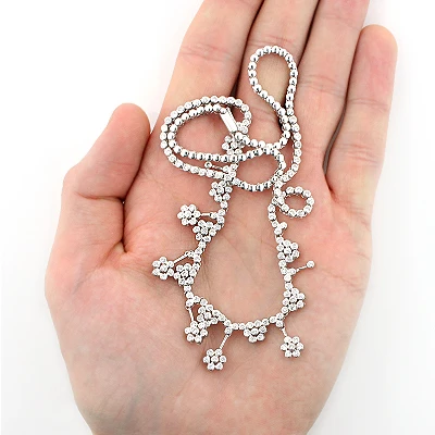 Designer Diamond Flower Necklace 3.25ct 14K White Gold 3 Designer Diamond Flower Necklace 3.25ct 14K White Gold - Image 3