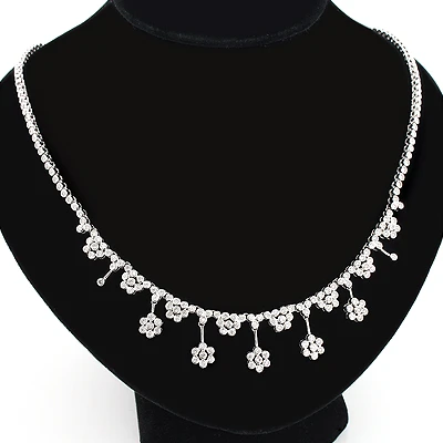 Designer Diamond Flower Necklace 3.25ct 14K White Gold 4 Designer Diamond Flower Necklace 3.25ct 14K White Gold - Image 4