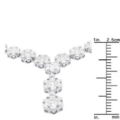 18K White Gold Designer Diamond Flower Necklace For Women 7.10ct -Urban Jewels Shop designer diamond flower necklace 710ct cluster jewelry ruler white