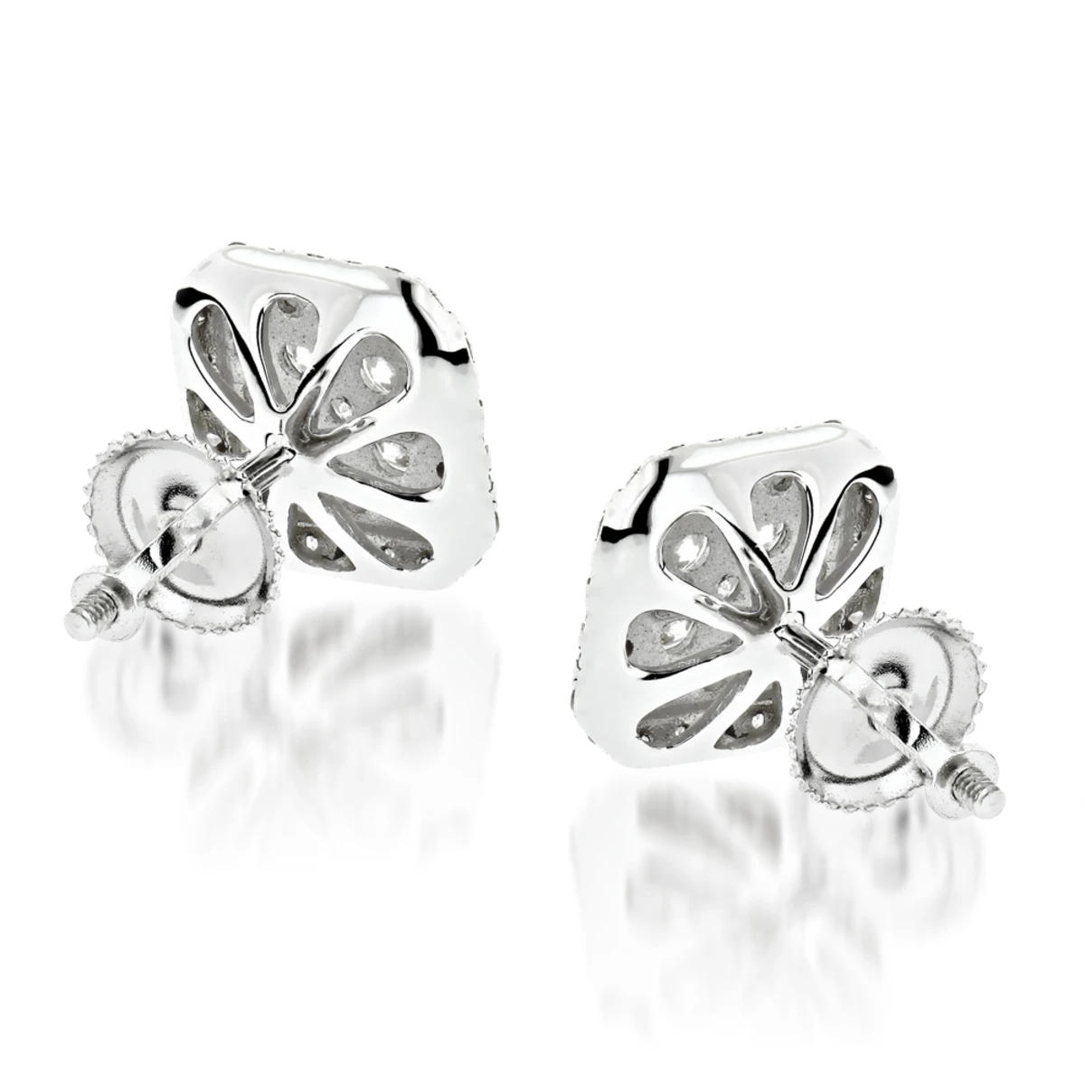 Designer Diamond Stud Earrings 1.21ct 14K White Gold 4 Designer Diamond Stud Earrings 1.21ct 14K White Gold - Image 4