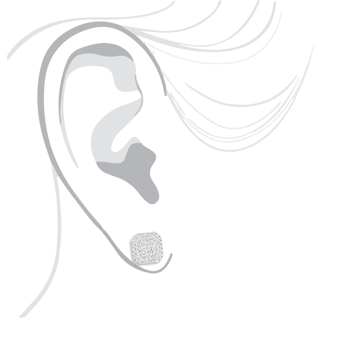 Designer Diamond Stud Earrings 1.21ct 14K White Gold 5 Designer Diamond Stud Earrings 1.21ct 14K White Gold - Image 5