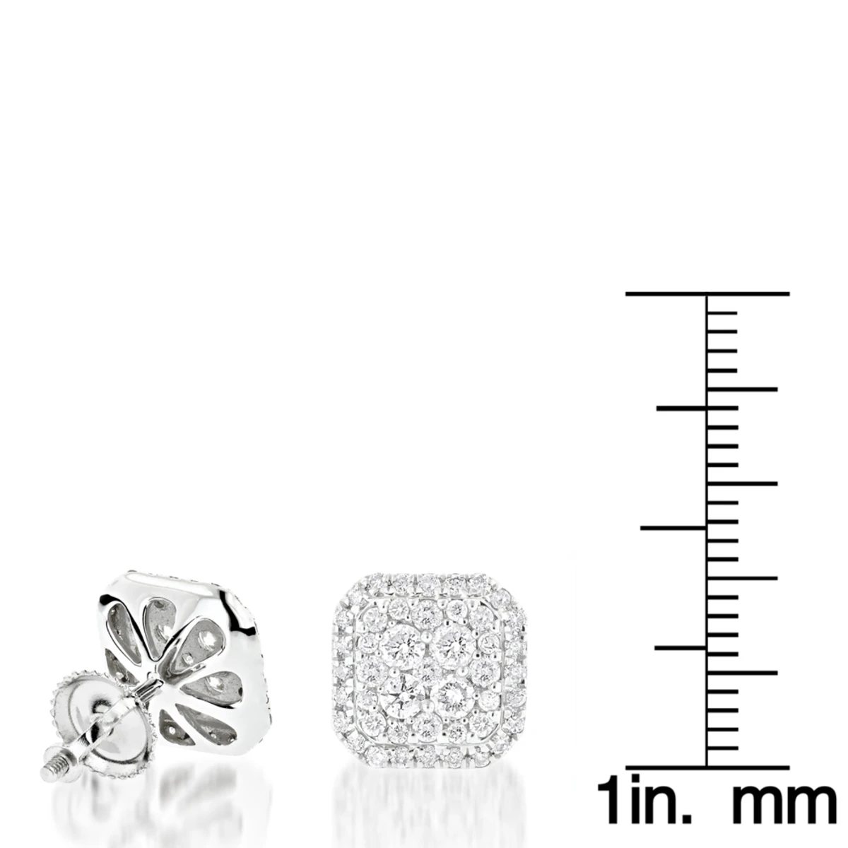 Designer Diamond Stud Earrings 1.21ct 14K White Gold 6 Designer Diamond Stud Earrings 1.21ct 14K White Gold - Image 6