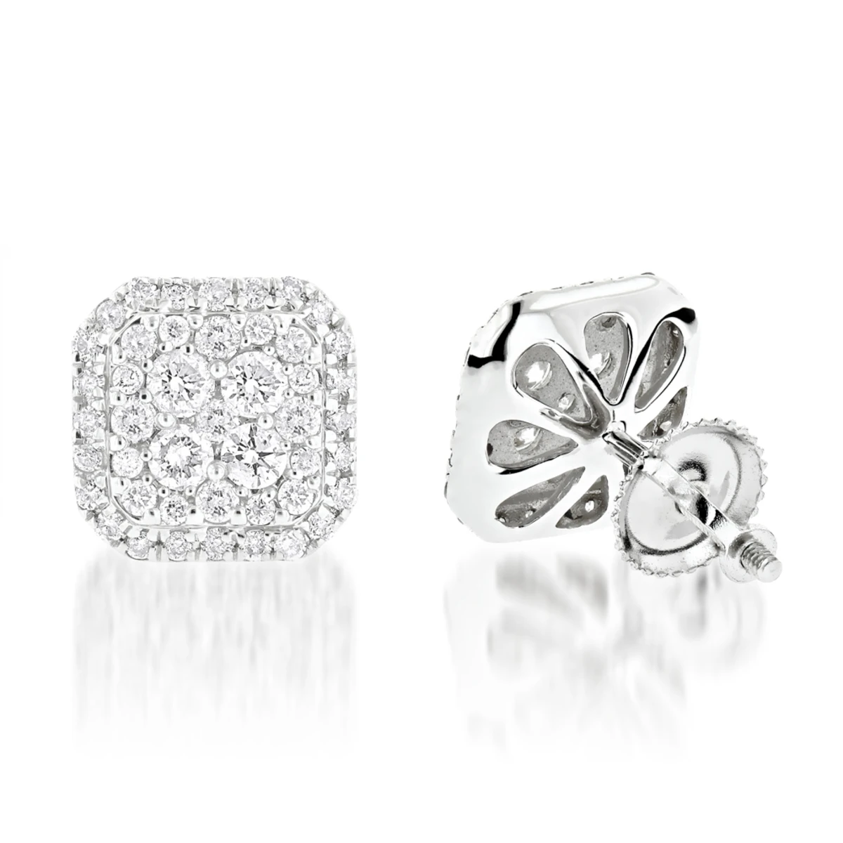 Designer Diamond Stud Earrings 1.21ct 14K White Gold 1 Designer Diamond Stud Earrings 1.21ct 14K White Gold