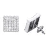 Square Diamond Stud Earrings For Men And Women 14K White Gold 1.2ct Pave Diamonds