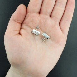 Square Diamond Stud Earrings For Men And Women 14K White Gold 1.2ct Pave Diamonds -Urban Jewels Shop designer diamond stud earrings 14k 128ct p 44646back