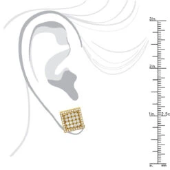 Square Diamond Stud Earrings For Men And Women 14K White Gold 1.2ct Pave Diamonds -Urban Jewels Shop designer diamond stud earrings 14k 128ct p 44650 body