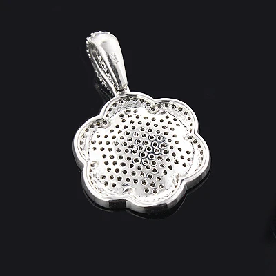 Designer Flower Pendant With Black And White Diamonds 0.70ct 14K White Gold 2 Designer Flower Pendant With Black And White Diamonds 0.70ct 14K White Gold - Image 2