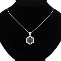 Designer Flower Pendant With Black And White Diamonds 0.70ct 14K White Gold 6 Designer Flower Pendant With Black And White Diamonds 0.70ct 14K White Gold -Urban Jewels Shop designer flower pendant with black and white diamonds 070ct 14k 3