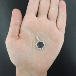 Designer Flower Pendant With Black And White Diamonds 0.70ct 14K White Gold 7 Designer Flower Pendant With Black And White Diamonds 0.70ct 14K White Gold -Urban Jewels Shop designer flower pendant with black and white diamonds 070ct 14k 4