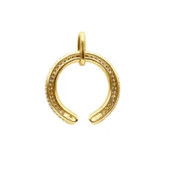 Designer Horseshoe Diamond Pendant Necklace For Women 14K Yellow Gold Good Luck Symbol 0.8ct -Urban Jewels Shop designer horseshoe diamond pendant for women 14k gold good luck symbol 08ct 803213 backye