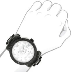 Designer Large Luxurman Phantom 0.12ct Black Diamond Watch For Men White Dial 7 Designer Large Luxurman Phantom 0.12ct Black Diamond Watch For Men White Dial -Urban Jewels Shop designer large watches luxurman phantom black diamond watch for men 012ct bod