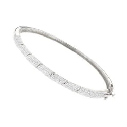 Designer Luxurman 14K White Gold Pave Diamond Bangle Bracelet For Women 1.25ct