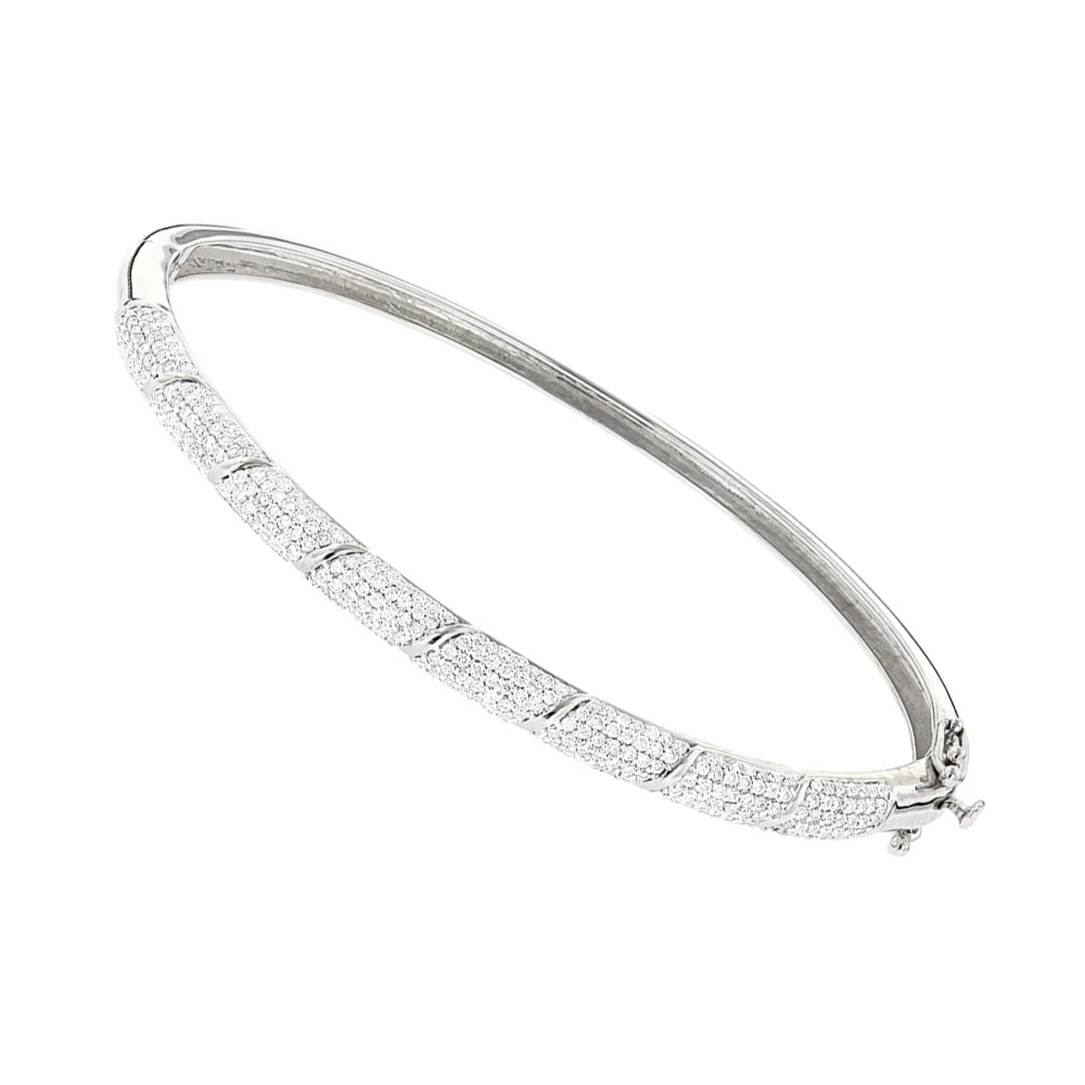 Designer Luxurman 14K White Gold Pave Diamond Bangle Bracelet For Women 1.25ct 1 Designer Luxurman 14K White Gold Pave Diamond Bangle Bracelet For Women 1.25ct