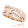 Designer Right Hand Diamond Ring For Women 0.55ct 14K Rose Gold