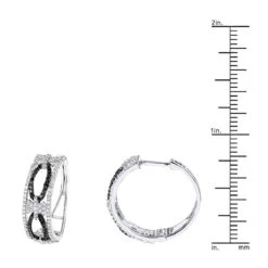 Designer White Black Diamond Hoop Earrings 0.9 Ct 14K White Gold -Urban Jewels Shop designer white black diamond hoop earrings 095ct 14k p 48283 rulerwh