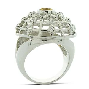 Diamond And Yellow Sapphire Cocktail Ring 14K White Gold 0.76ctd 1.00cts 2 Diamond And Yellow Sapphire Cocktail Ring 14K White Gold 0.76ctd 1.00cts - Image 2