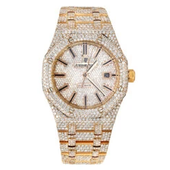 Diamond Audemars Piguet Royal Oak 41mm Full Pave Dial Bracelet 18K Gold Watch