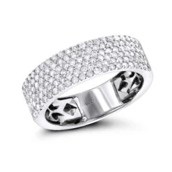 Ladies Diamond Bands 14K White Gold Micro Pave Diamond Wedding Ring 1 Carat
