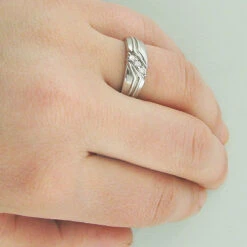 Diamond Bands 14K White Gold Three Stone Diamond Ring 0.15 -Urban Jewels Shop diamond bands 14k gold three stone diamond ring 015 p 6382bod