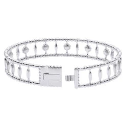 Diamond Bangle Bracelet For Women 14K Yellow Gold Flower Design 1.2Ct -Urban Jewels Shop diamond bangle bracelet for women in 14k gold flower design 12ct 018337 back white