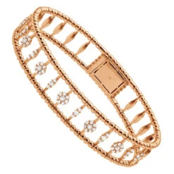 Diamond Bangle Bracelet For Women 14K Yellow Gold Flower Design 1.2Ct -Urban Jewels Shop diamond bangle bracelet for women in 14k gold flower design 12ct 018337 rose