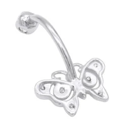 14K Rose Gold Real Diamond Butterfly Belly Ring -Urban Jewels Shop diamond body jewelry 14k diamond butterfly belly ring p 6916 backwh