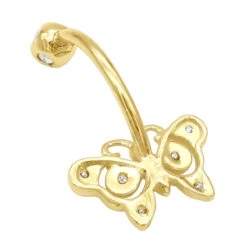 14K Rose Gold Real Diamond Butterfly Belly Ring -Urban Jewels Shop diamond body jewelry 14k diamond butterfly belly ring p 6916 backye