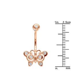 14K Rose Gold Real Diamond Butterfly Belly Ring -Urban Jewels Shop diamond body jewelry 14k diamond butterfly belly ring p 6916 rulerro