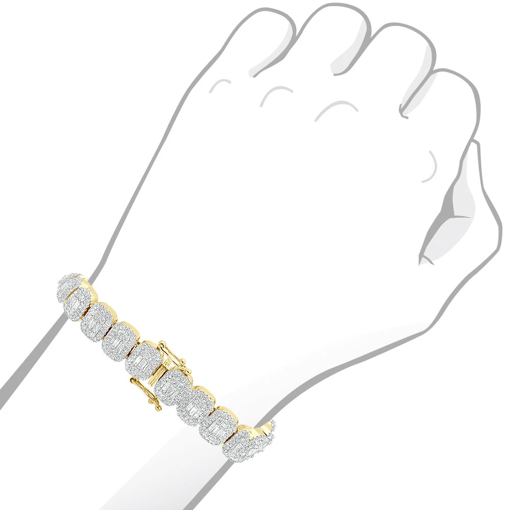 Diamond Bracelet For Women 14K Yellow Gold 8Ct Round And Baguette Diamonds 7 Diamond Bracelet For Women 14K Yellow Gold 8Ct Round And Baguette Diamonds - Image 7