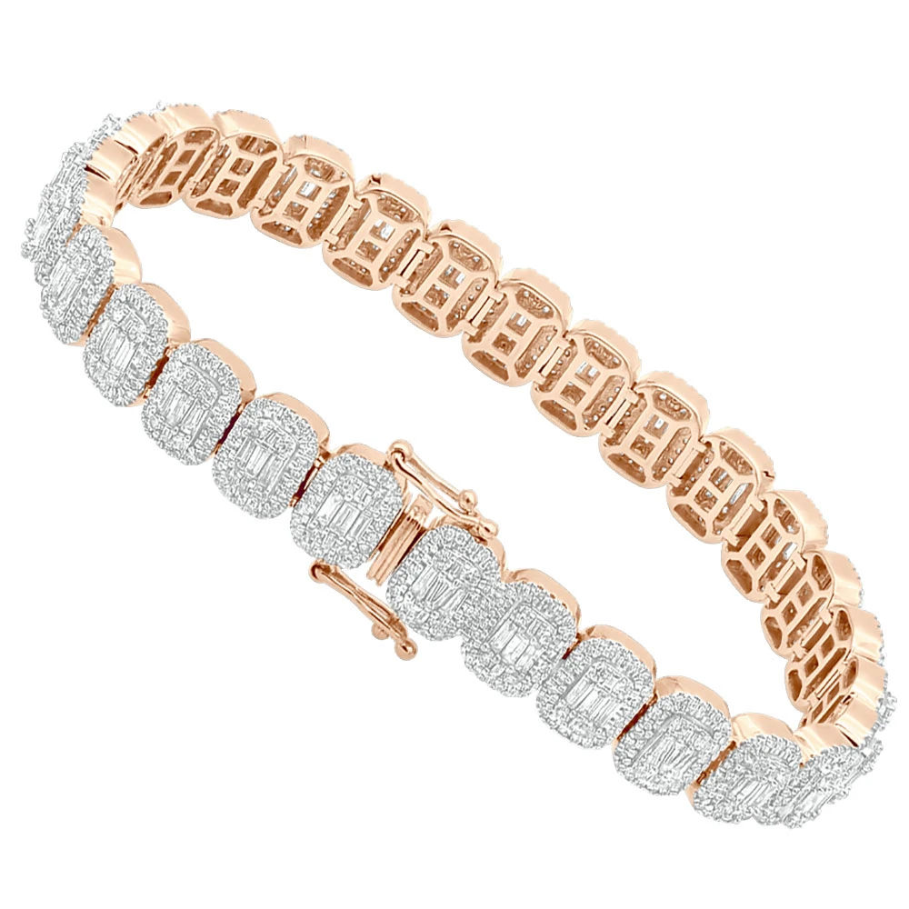 Diamond Bracelet For Women 14K Yellow Gold 8Ct Round And Baguette Diamonds 3 Diamond Bracelet For Women 14K Yellow Gold 8Ct Round And Baguette Diamonds - Image 3