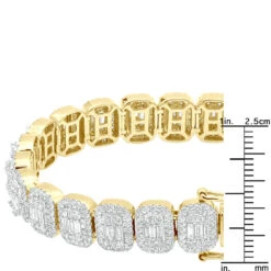 Diamond Bracelet For Women 14K Yellow Gold 8Ct Round And Baguette Diamonds 16 Diamond Bracelet For Women 14K Yellow Gold 8Ct Round And Baguette Diamonds -Urban Jewels Shop diamond bracelet for women 14k gold 8ct round and baguette diamonds 804076 rulerye