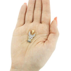 14K Yellow Gold Diamond Dog Pendant Chihuahua Pet -Urban Jewels Shop diamond chihuahua pendant in 14k dog jewelry for people 4