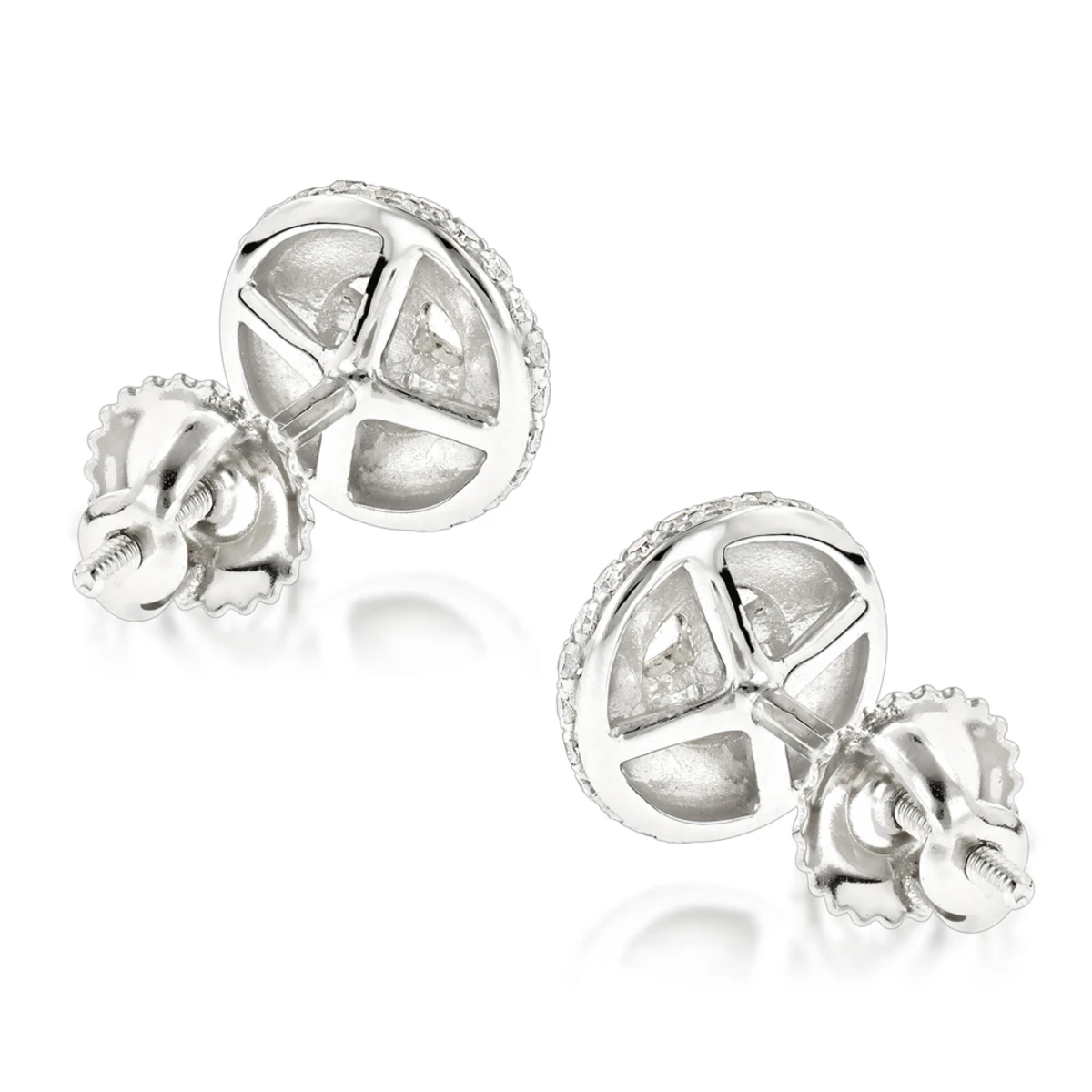 Halo Diamond Cluster Earrings 14K White Gold Studs 1.25ct 4 Halo Diamond Cluster Earrings 14K White Gold Studs 1.25ct - Image 4