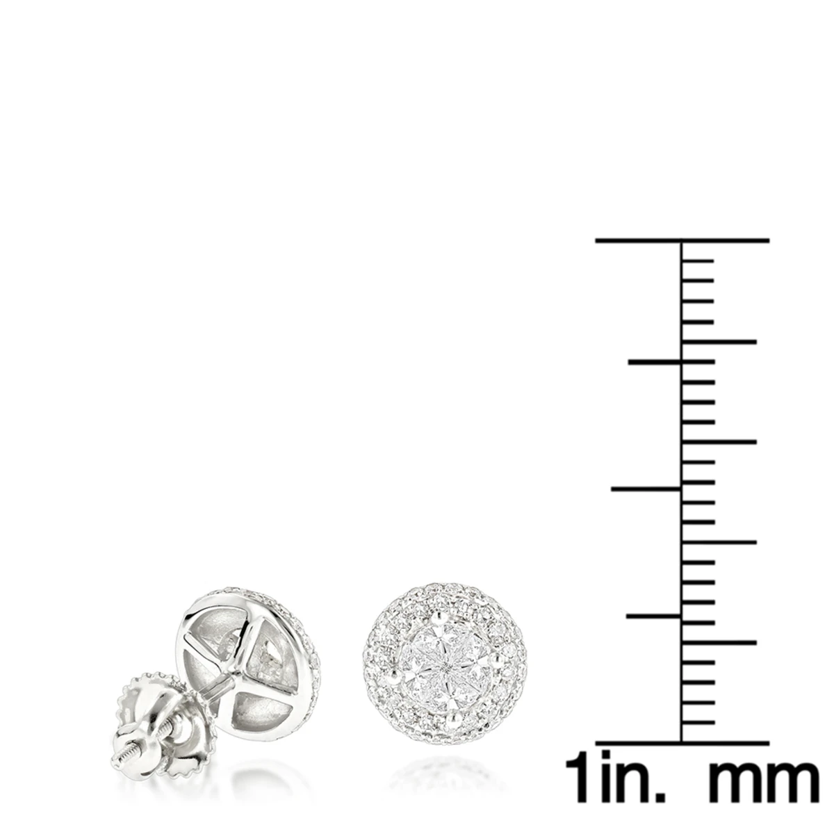 Halo Diamond Cluster Earrings 14K White Gold Studs 1.25ct 6 Halo Diamond Cluster Earrings 14K White Gold Studs 1.25ct - Image 6
