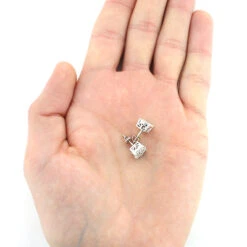 Diamond Cluster Stud Earrings 14K White Gold 1.38ct -Urban Jewels Shop diamond cluster earrings 14k 138ct studs 3