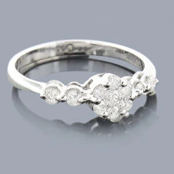 Diamond Cluster Engagement Ring 0.46ct 14K White Gold