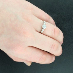 Diamond Cluster Engagement Ring 0.46ct 14K White Gold -Urban Jewels Shop diamond cluster engagement ring 046ct 14k p 44702bod