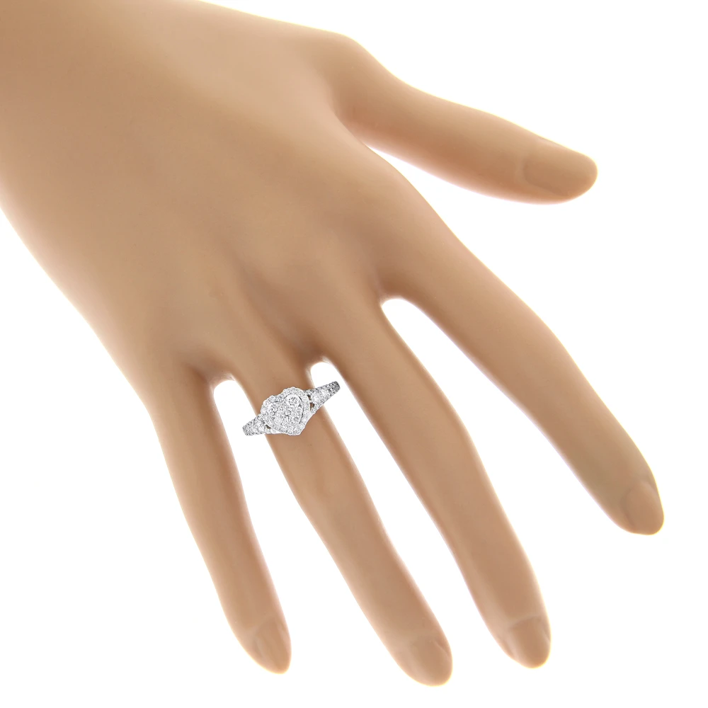 Heart Shaped Diamod Engagement Ring 14K White Gold 1 Carat Cluster Diamonds 5 Heart Shaped Diamod Engagement Ring 14K White Gold 1 Carat Cluster Diamonds - Image 5