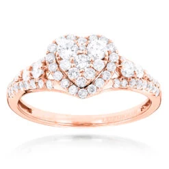 Heart Shaped Diamod Engagement Ring 14K White Gold 1 Carat Cluster Diamonds 8 Heart Shaped Diamod Engagement Ring 14K White Gold 1 Carat Cluster Diamonds -Urban Jewels Shop diamond cluster heart engagement ring in 14k gold 1ct g h vs si diamonds ro