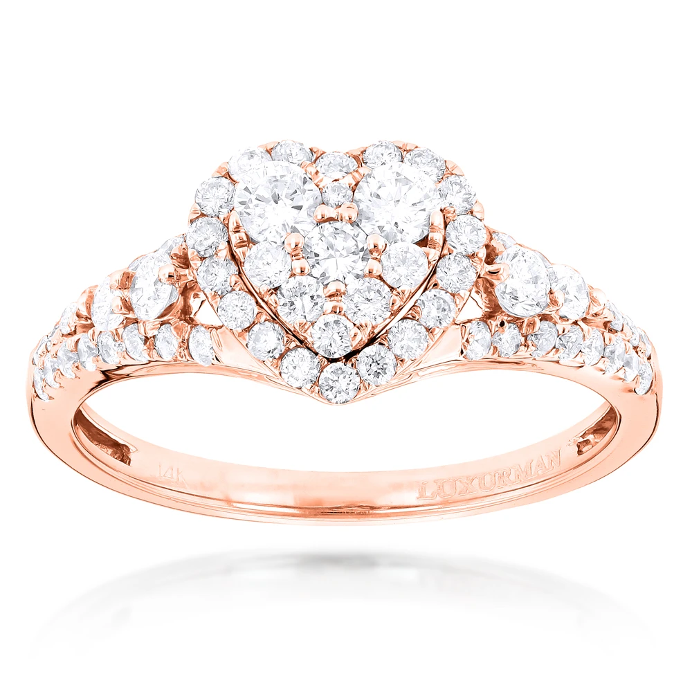 Heart Shaped Diamod Engagement Ring 14K White Gold 1 Carat Cluster Diamonds 3 Heart Shaped Diamod Engagement Ring 14K White Gold 1 Carat Cluster Diamonds - Image 3