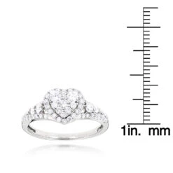 Heart Shaped Diamod Engagement Ring 14K White Gold 1 Carat Cluster Diamonds 11 Heart Shaped Diamod Engagement Ring 14K White Gold 1 Carat Cluster Diamonds -Urban Jewels Shop diamond cluster heart engagement ring in 14k gold 1ct g h vs si diamonds rulerwh