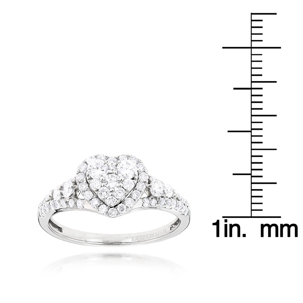 Heart Shaped Diamod Engagement Ring 14K White Gold 1 Carat Cluster Diamonds 6 Heart Shaped Diamod Engagement Ring 14K White Gold 1 Carat Cluster Diamonds - Image 6