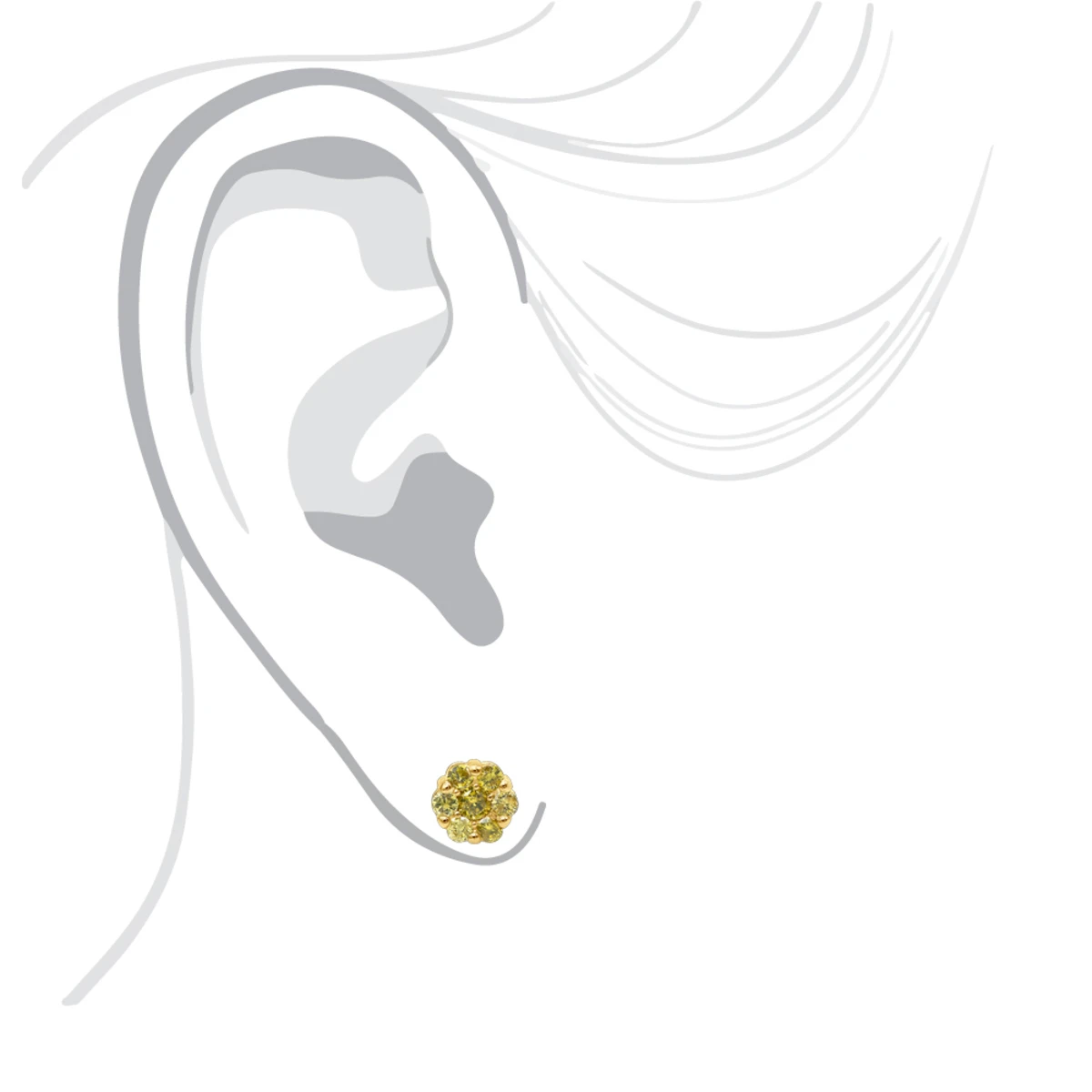 Diamond Clusters 14K Yellow Gold Yellow Diamond Stud Earrings 1ct 7 Diamond Clusters 14K Yellow Gold Yellow Diamond Stud Earrings 1ct - Image 7