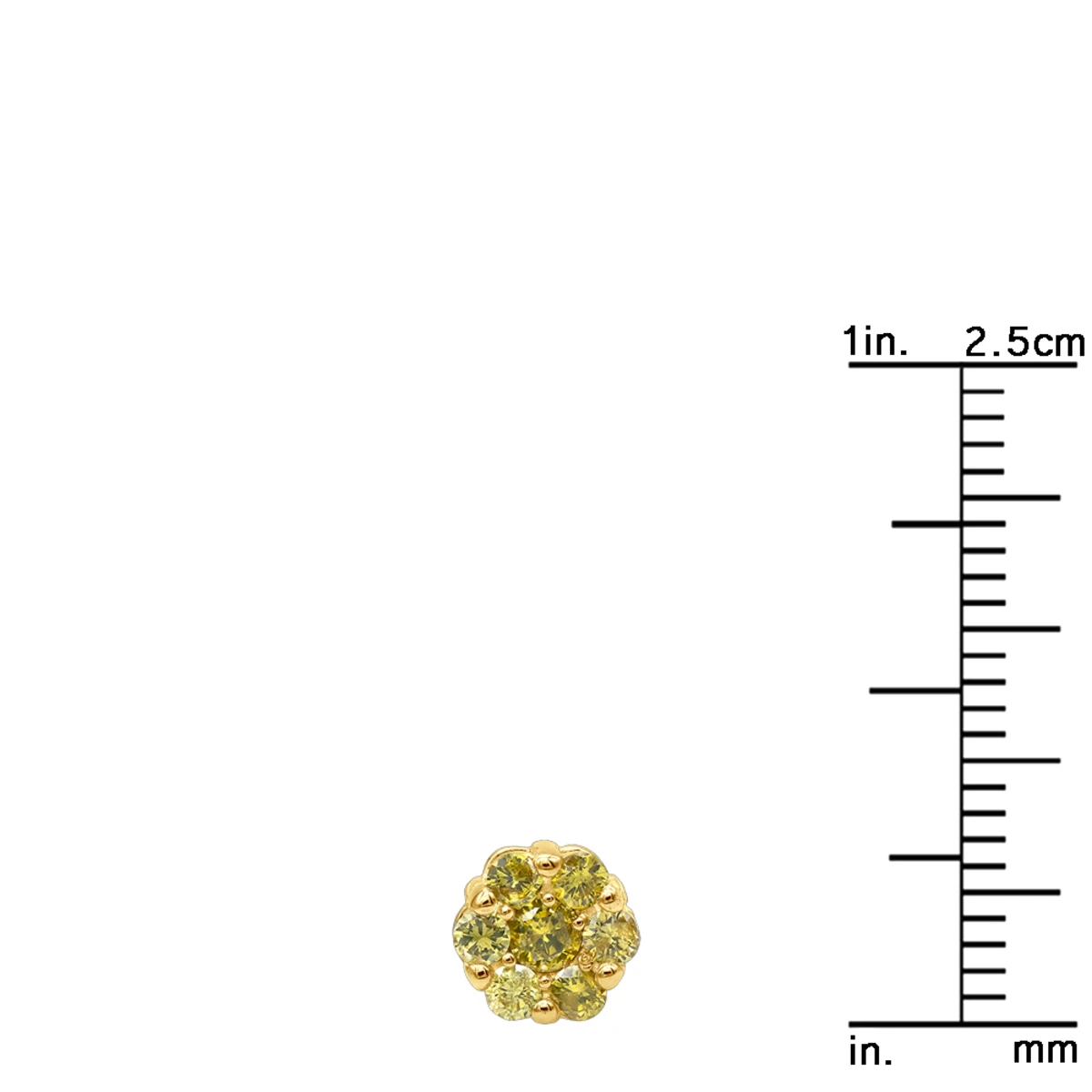 Diamond Clusters 14K Yellow Gold Yellow Diamond Stud Earrings 1ct 8 Diamond Clusters 14K Yellow Gold Yellow Diamond Stud Earrings 1ct - Image 8