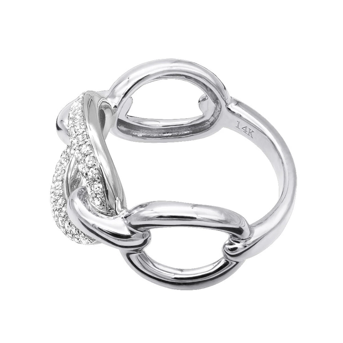 Luxurman 14K Yellow Gold Cuban Link Chain Design Ladies Diamond Cocktail Ring 0.6ct 4 Luxurman 14K Yellow Gold Cuban Link Chain Design Ladies Diamond Cocktail Ring 0.6ct - Image 4