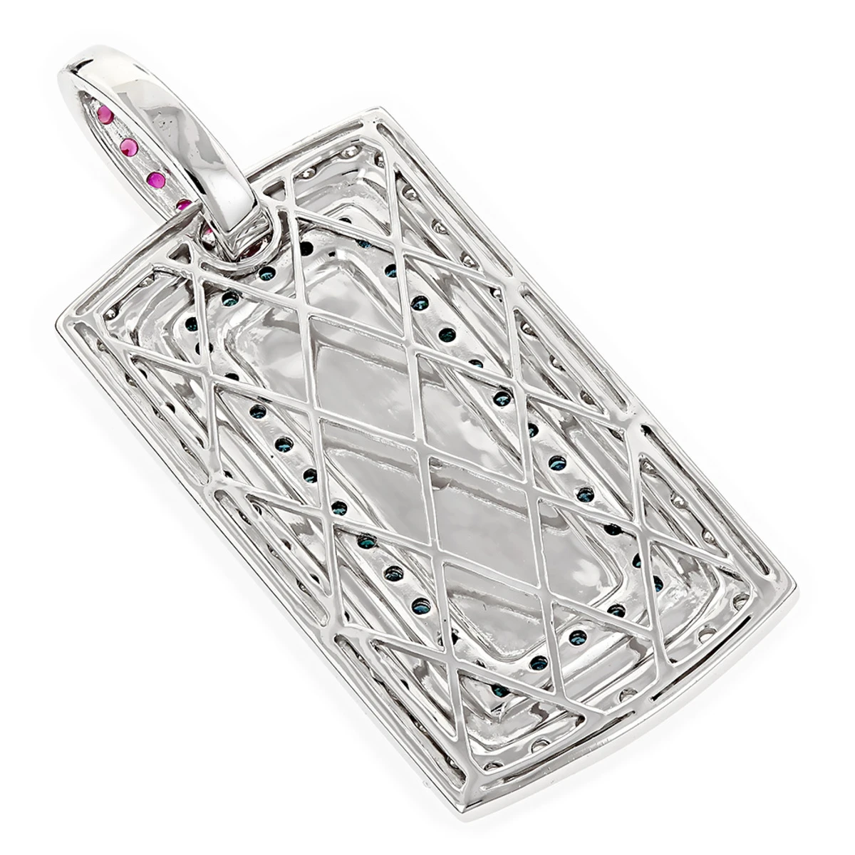 Diamond Dog Tag Military Pendant With Rubies & Diamonds 1.25ct 14K White Gold 4 Diamond Dog Tag Military Pendant With Rubies & Diamonds 1.25ct 14K White Gold - Image 4