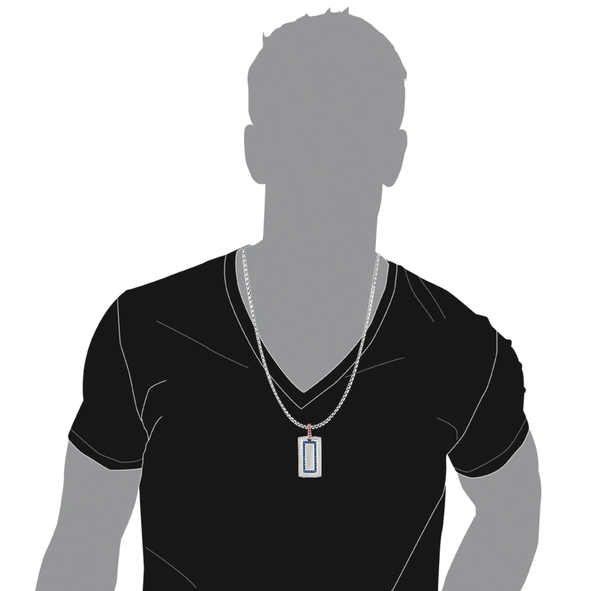 Diamond Dog Tag Military Pendant With Rubies & Diamonds 1.25ct 14K White Gold 5 Diamond Dog Tag Military Pendant With Rubies & Diamonds 1.25ct 14K White Gold - Image 5