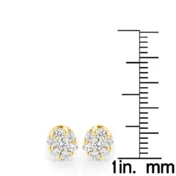 Diamond Earrings Cluster Stud Style 1/2ct 14K Yellow Gold -Urban Jewels Shop diamond earrings cluster stud style 12ct 14k gold rulerye